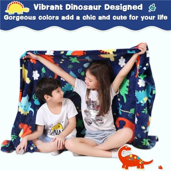 Dinosaur Blanket for Boys, 380GSM Kids Dinosaur Throw Blanket for Boys and Girls - Picture 4 of 6